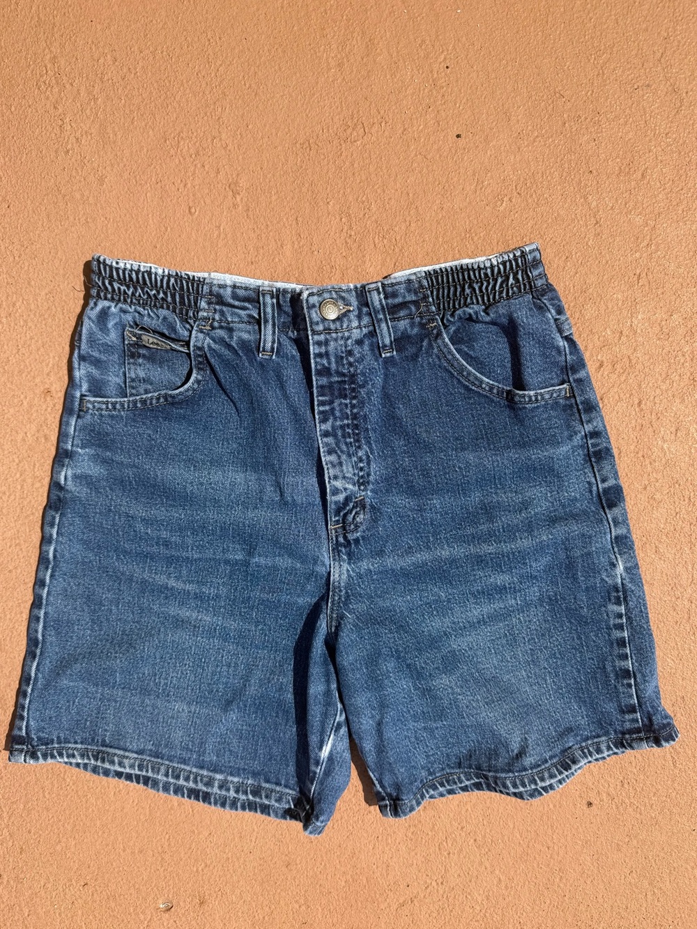 Lee Women's Dark Blue Elastic-Waist Denim Shorts